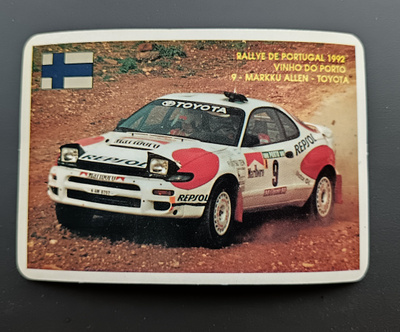1992 Bolso calendar card Markku Alen Toyota Celica