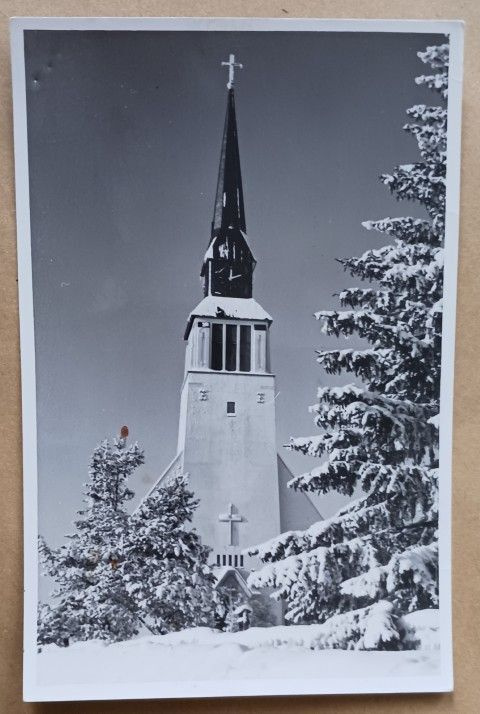 Kemijärvi, Kemijärven kirkko, talvikuva, k-k. 1960