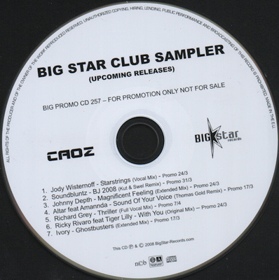 Various • Big Star Club Sampler (Upcoming Releases) PROMO CD