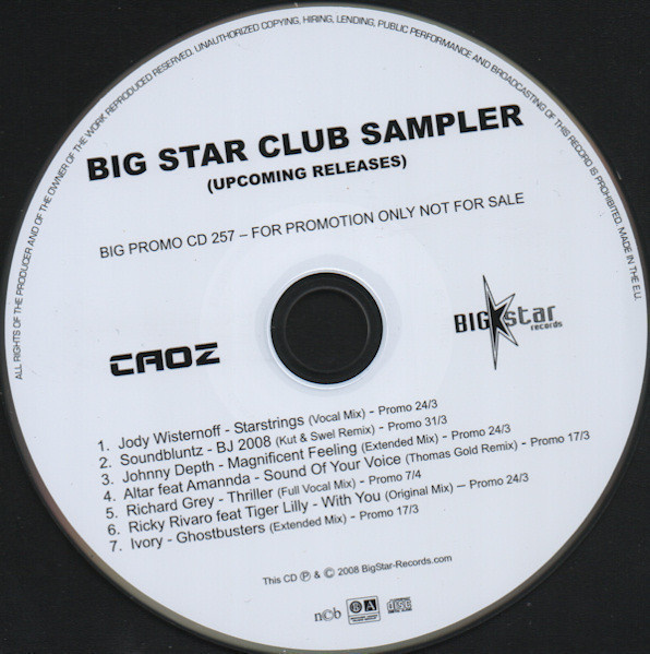 Various • Big Star Club Sampler (Upcoming Releases) PROMO CD