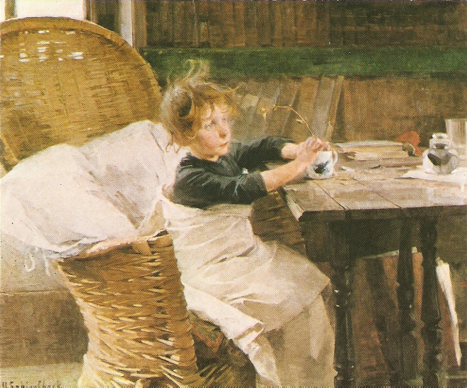 Helene Schjerfbeck : "Toipilas, v.1888" . Ei kulk.