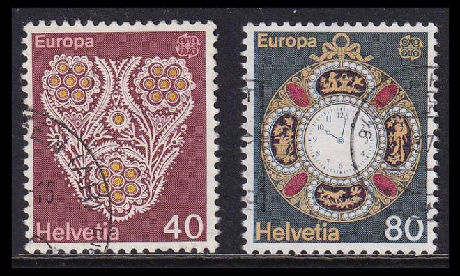 Sveitsi 1073-4 o Europa taidekäsityöt (1976)