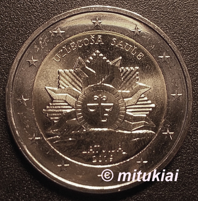 Latvia 2 euro 2019 juhlaraha Nouseva aurinko, UNC