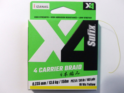 SUFIX 4 Carrier Braid 150m, 0,235mm, 13,6kg Väri: Yellow