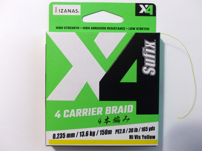 SUFIX 4 Carrier Braid 150m, 0,235mm, 13,6kg Väri: Yellow