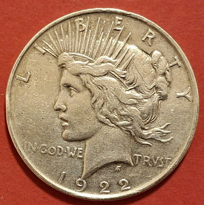USA silver Peace Dollar 1922, kunto hyvä. (KD4)