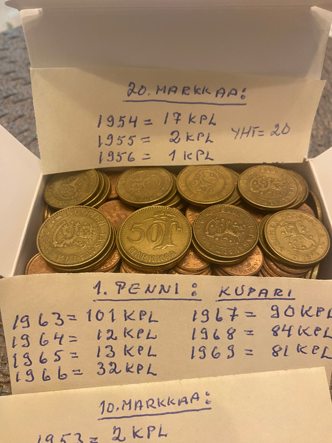 50mk 7kpl 10mk 23kpl 20mk 20kpl 1 penni 413kpl