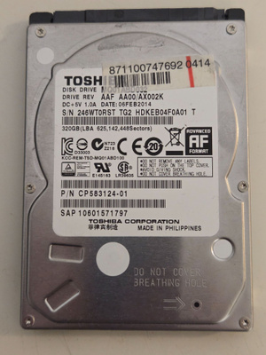 Toshiba 320GB 2,5" 5400rpm sata kovalevy