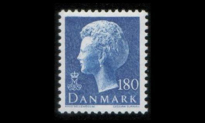 Tanska 703 ** Margrethe type I 180 öre sininen (1980)