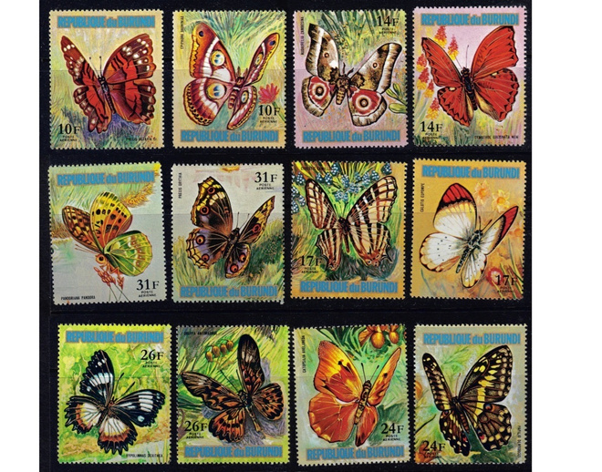 Burundi 1973 perhosia 12 kpl **
