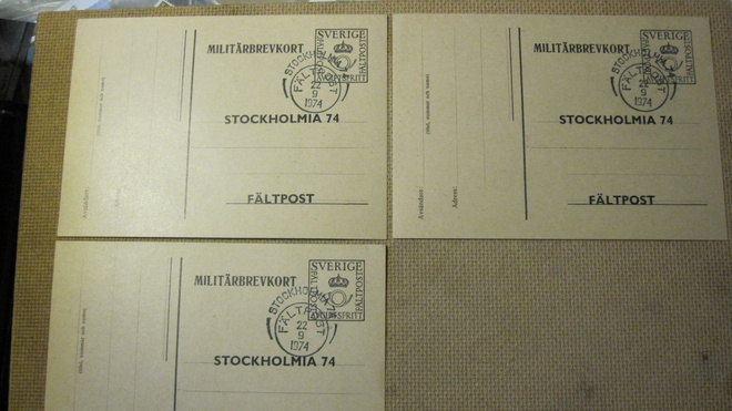 Ruotsi 1974: kolme kenttäposti ehiötä