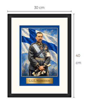 Uusi Mannerheim art print kehystetty 30 cm x 40 cm