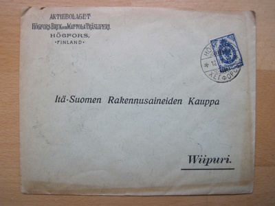 Firmakuori Högfors Bruk & Wattola Träsliperi Karkkila 1910