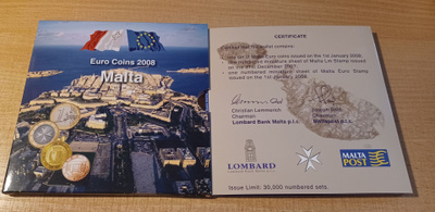 Eurorahasarja 2008 Malta. 1 c - 2 €. UNC