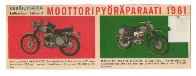 MOOTTORIPYÖRÄPARAATI MAICO GELÄNDE SPORT & MAICO MC 250 MOTO