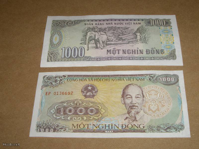 Vietnamin 1000 Dong Seteli