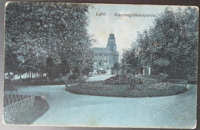 LAHTI - Kaupungintalonpuisto, 1924 kulkeneella kortilla