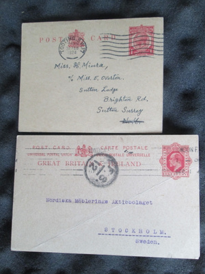 UK: kaksi vintage ehiökorttia - 1911 & 1924
