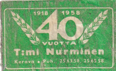 Kerava, T:mi Nurminen 40 vuotta   1/12