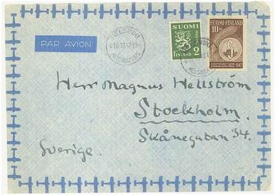 1947 säästöpankki ym lentokirje Ruotsiin
