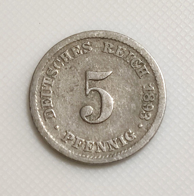Saksa 5 Pfennig 1893D