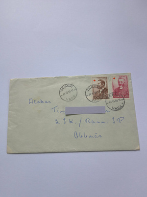 Postilähetyskuori, v.1960 punaisen ristin merkein,kts!