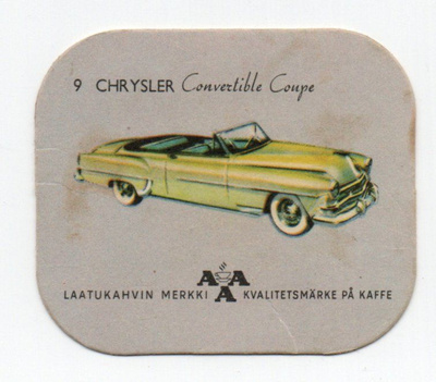 Kahvilappu AAA n:o 9 CHRYSLER Converlible