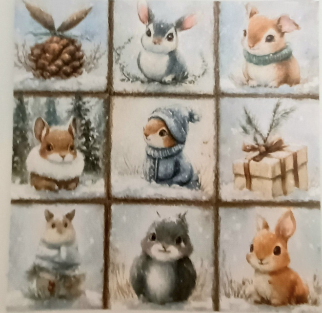 Korttikuva-arkki JOULUELÄIMET / 15 x 15 cm