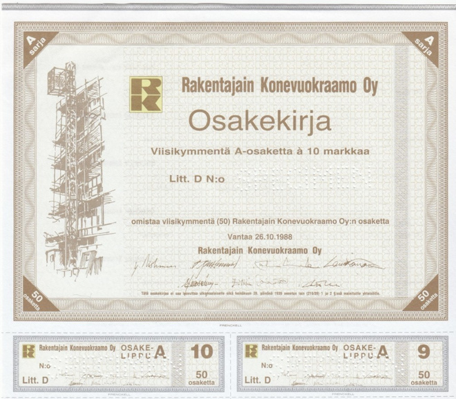 OKK 1988 Rakentajain Konevuokraamo Oy spec, Vantaa pörssi