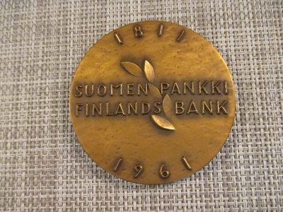 Suomen Pankki 1811-1961 mitali /Eino  Räsänen 1961.