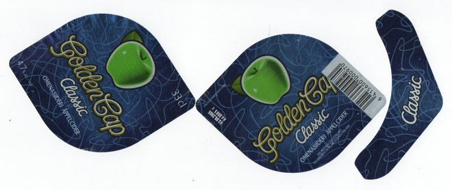 GOLDEN CAP Classic Omenasiideri. Etiketti