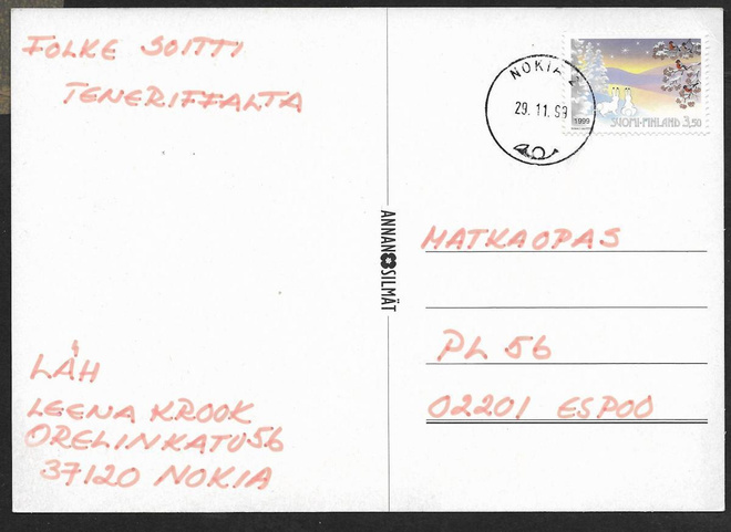 Postilähetys - Joulu 1999 (LAPE 1496) Nokia 29.11.1999