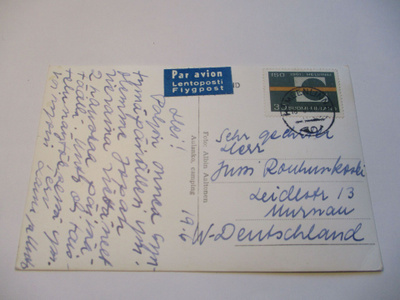 1961 Hämeenlinna lentopostikortti Saksaan