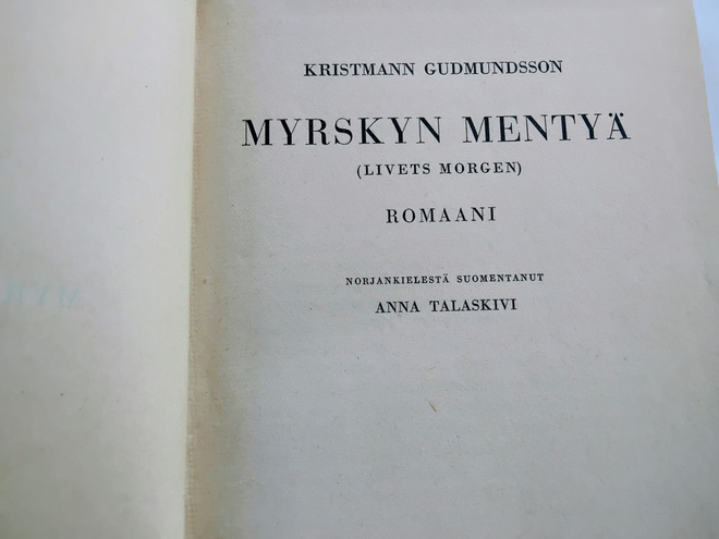 Myrskyn mentyä - Kristmann Gudmundsson 1.p (sid.)