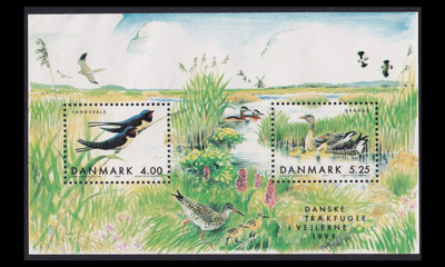 Tanska 1227-8BL12 ** Muuttolintuja (1999)