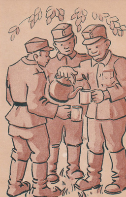 Sotilas ,Kahvitauko , Kenttäpostikortti b644
