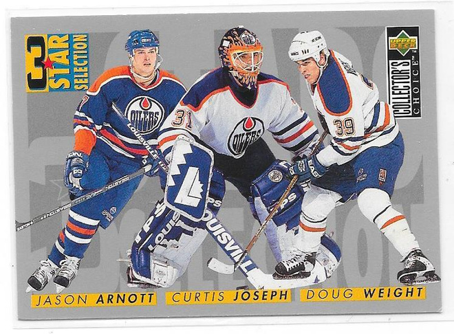 96-97 CC #317 Arnott, Weight & Curtis Joseph Edmonton  MV