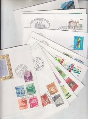 Sveitsi 70- lukujen FDC kuoria 10 eril