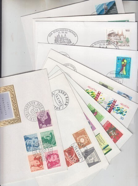 Sveitsi 70- lukujen FDC kuoria 10 eril