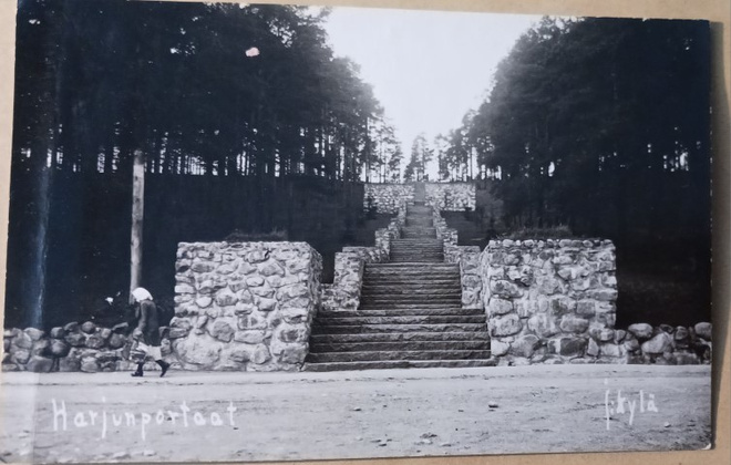 Jyväskylä, Harjun portaat, vanha mv vkpk, p. 1939 + SPR-merk