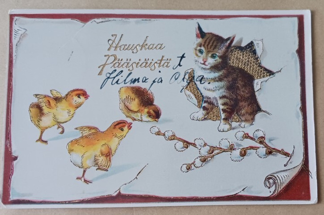 Kissa, pajunkissoja ja pikkutipuja, kultausta, p. 1925