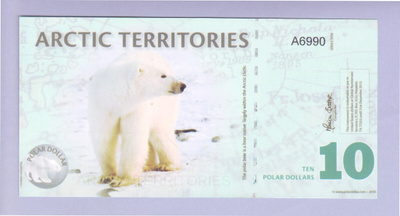 Arctic Territories 10 Polar Dollars v.2010 UNC (polymer)