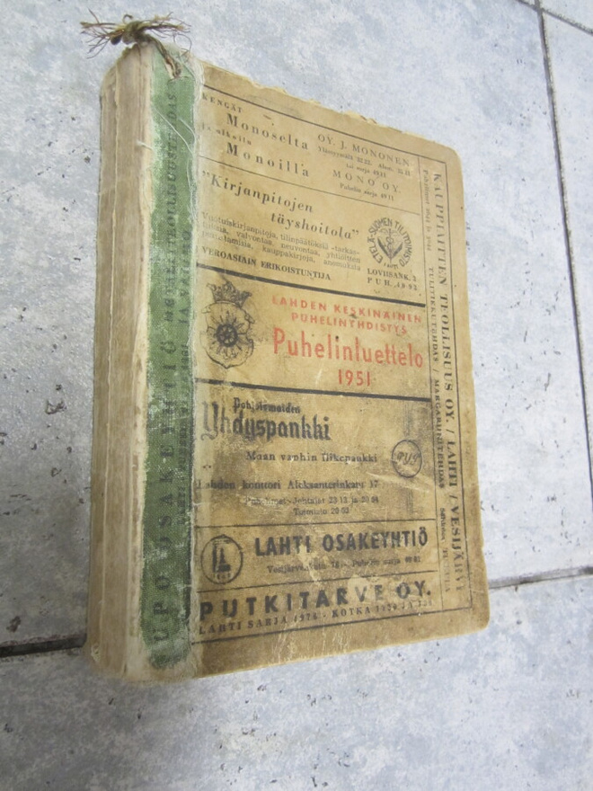 VANHA LAHDEN KAUPUNGIN PUHELINLUETTELO V 1951