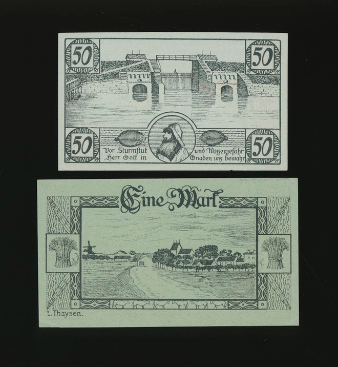 Saksa Notgeld 50 Pfg, 1 Mark, Hoyer 10.4.1920
