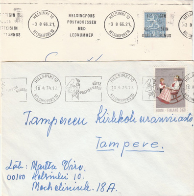 Postileima, HELSINKI  10, 2 erilaista leimaa