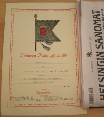 VANHA Luovari Hämeen Ratsurykmentti Ratsumiesristi 1950