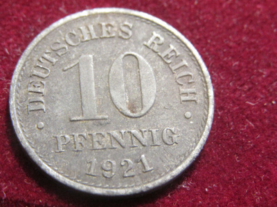 10 pfennig 1921. Saksan keisarikunta-Deutsches Reich