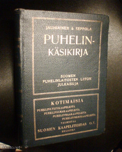 Jauhiainen - Seppola PUHELINKÄSIKIRJA ( 1 p. 1929 ) Sis.pk:t