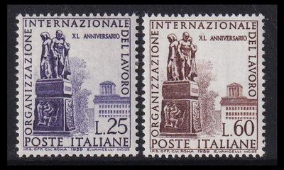 Italia 1049-50 ** ILO 40v (1959)