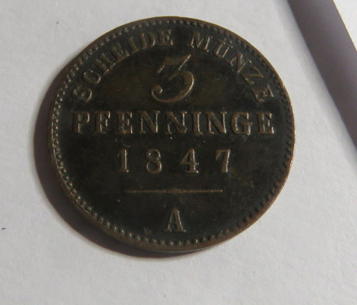 Preussi 3 pfenning 1847